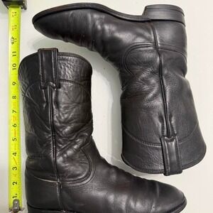 Vintage Justin Black Leather Roper Boots USA‎ Made Size 6B